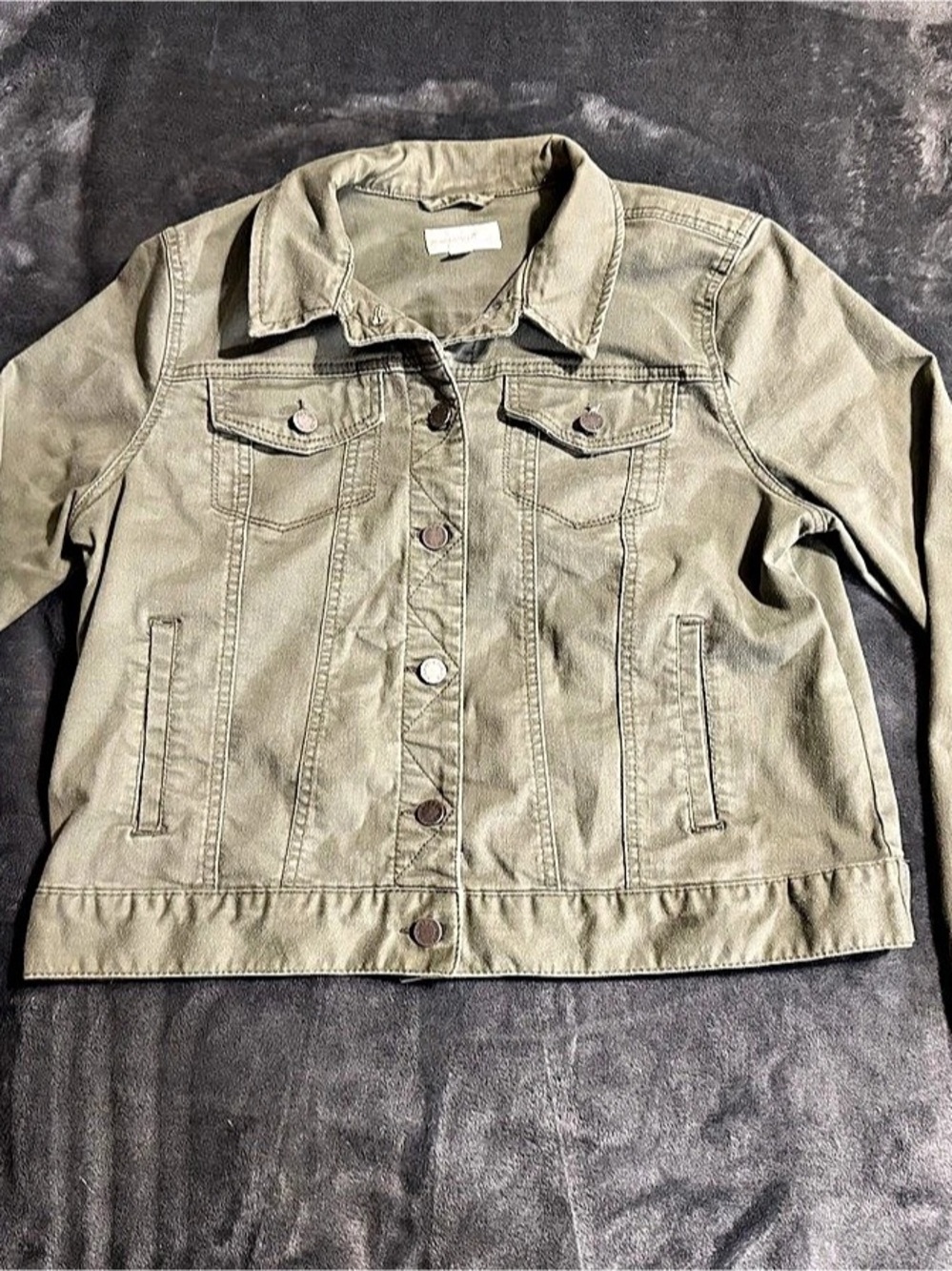 Market & Spruce Olive Denim Jacket Womens Size XL